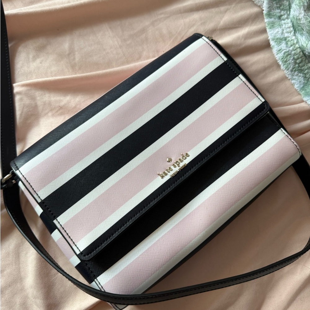 Kate Spade Black and Pink Striped Women's Bag